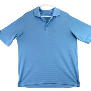 Antigua Desert Dry Xtra Lite Blue Striped Polo Shirt Mens Golf Casual Size L